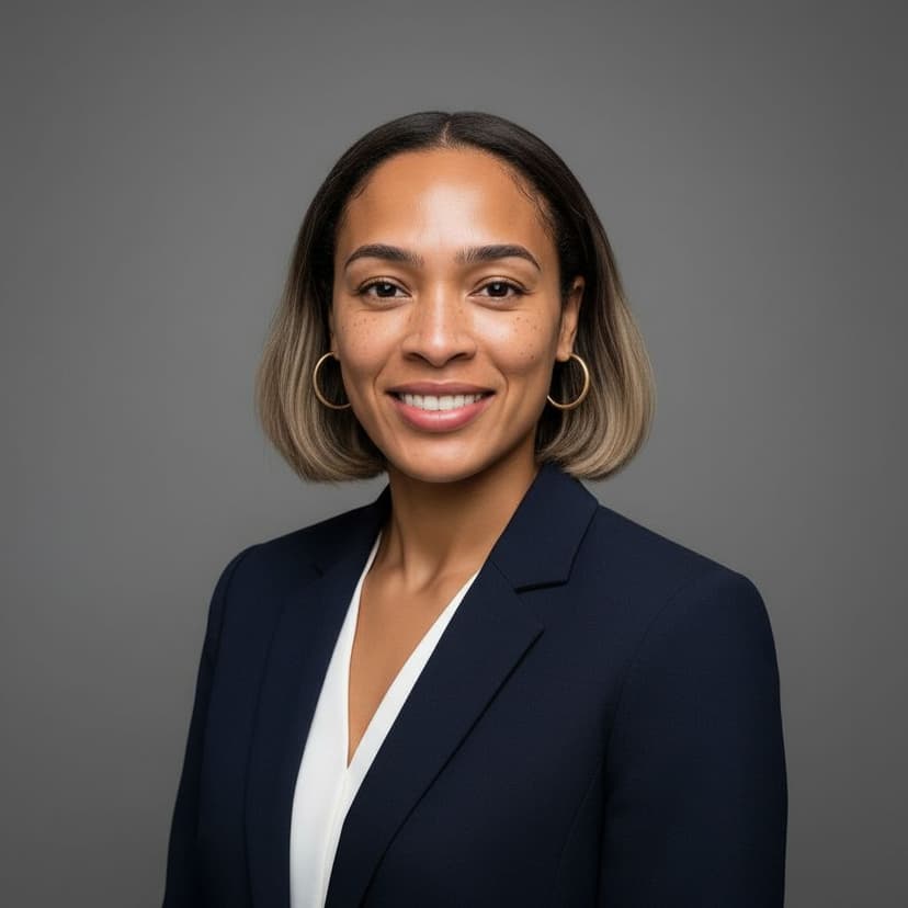 Professional banker headshot of a woman in a business suit