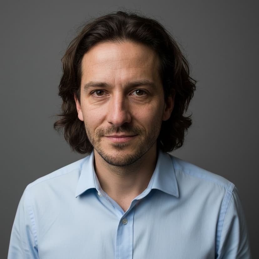 Professional book jacket photo of a man in a casual shirt