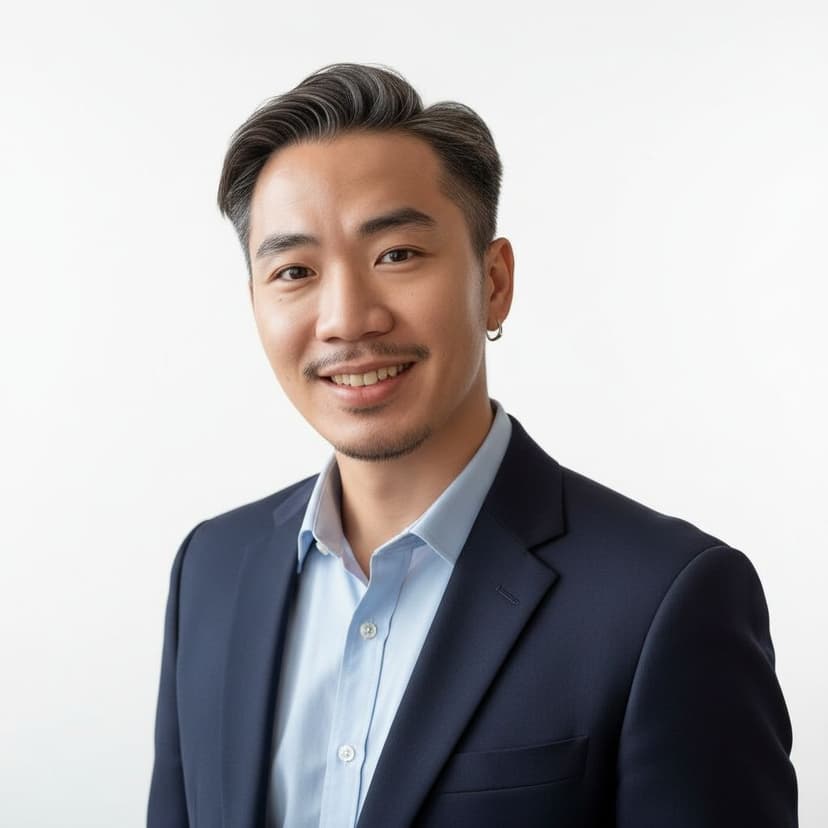 Professional interior designer headshot of a man in a blazer