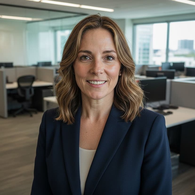 Real estate professional headshot example: smiling woman in business attire