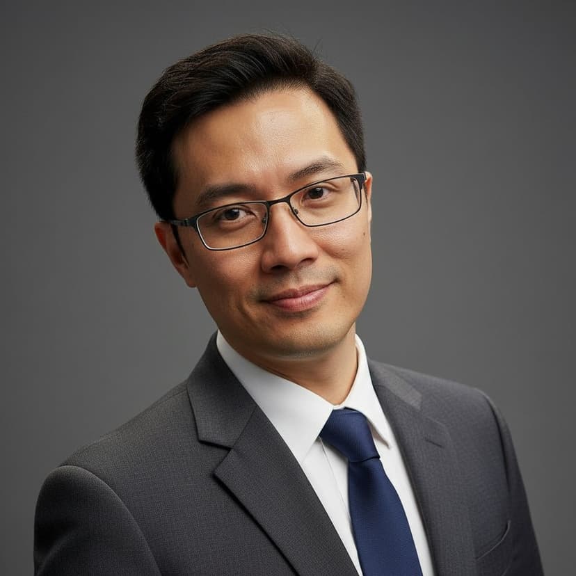 Professional conference speaker headshot of a man in a blazer