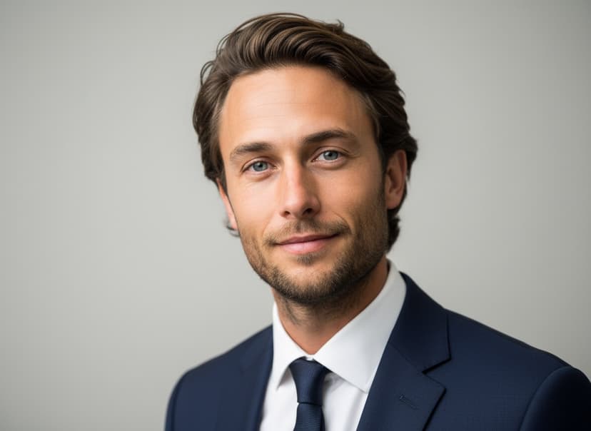 Professional job application headshot of a man in a suit