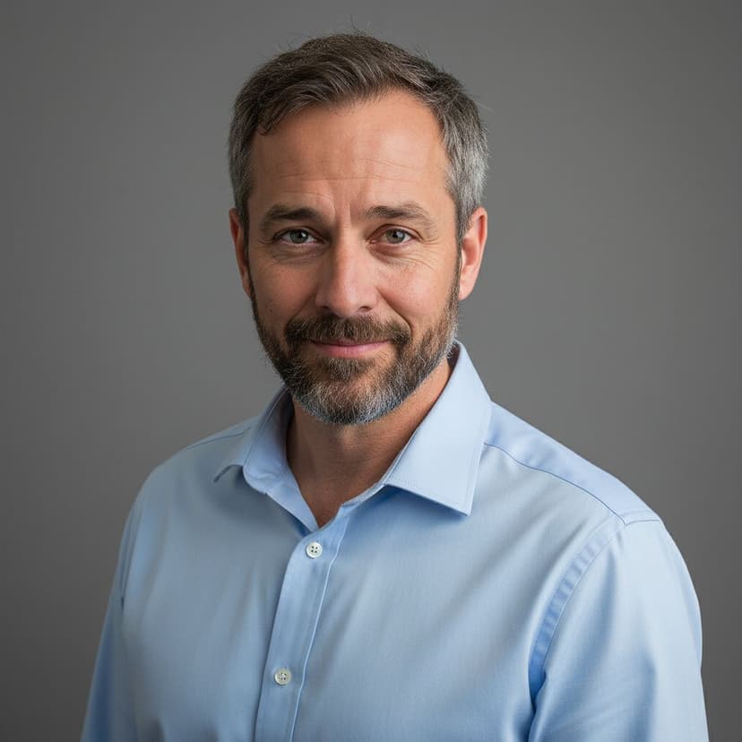 Professional teacher headshot of a man in a smart shirt